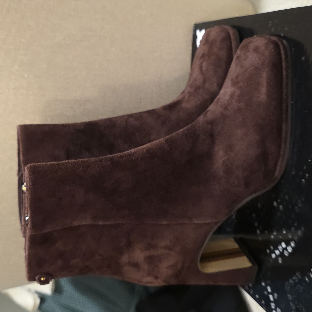 Sam Edelman Irie Brown Suede Heeled Boots Size 8